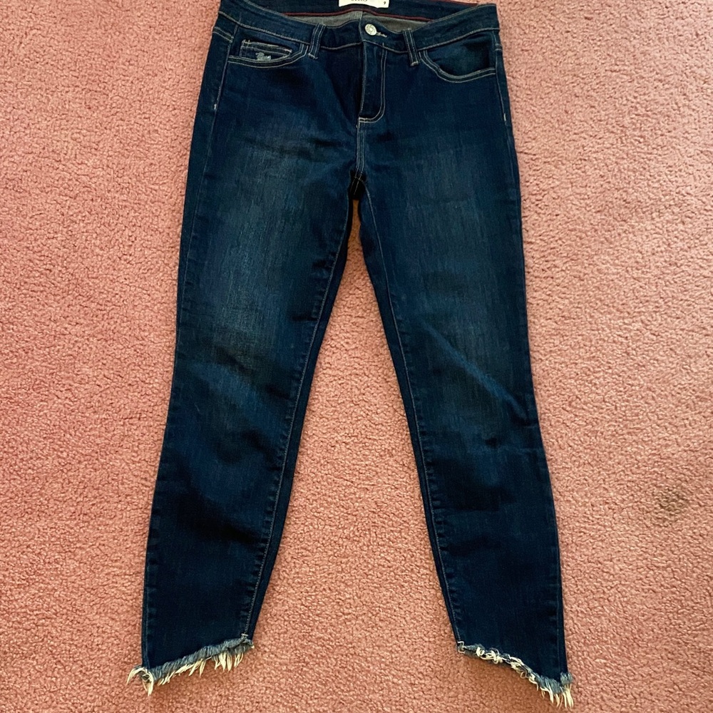 Women's  Cello Dark Blue Frayed Hem Jeans
